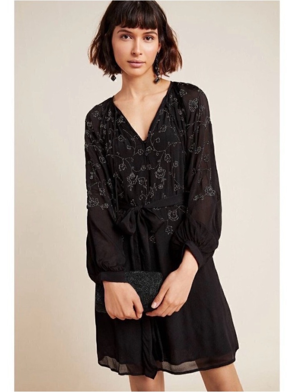 Ranna Gill for Anthropologie Lucinda Beaded Tunic Dress M